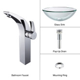 Clear 19mm Thick Glass Vessel Sink and Illusio Faucet Chrome
