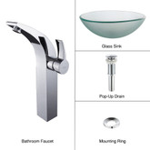 Frosted Glass Vessel Sink and Illusio Faucet Chrome