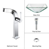Clear Aquamarine Glass Vessel Sink and Typhon Faucet Chrome