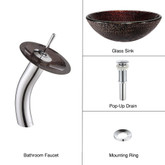 Callisto Glass Vessel Sink and Waterfall Faucet Chrome