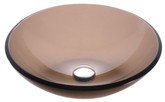 Clear Brown Glass Vessel Sink with PU-MR Satin Nickel