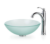 Frosted Glass Vessel Sink and Riviera Faucet Chrome