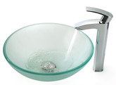 Frosted Glass Vessel Sink and Visio Faucet Chrome