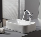 White Rectangular Ceramic Sink and Illusio Faucet Chrome