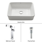 White Rectangular Ceramic Sink and Unicus Faucet Chrome