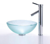 Frosted 14 inch Glass Vessel Sink and Sheven Faucet Chrome