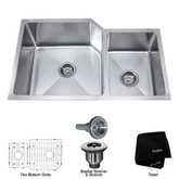 32 Inch Undermount 60/40 Double Bowl 16 gauge Stainless Steel Kitchen Sink