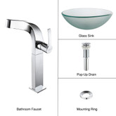 Frosted Glass Vessel Sink and Typhon Faucet Chrome
