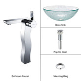Mosaic Glass Vessel Sink and Sonus Faucet Chrome