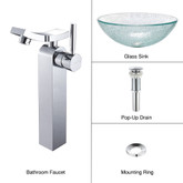Mosaic Glass Vessel Sink and Unicus Faucet Chrome