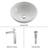 White Round Ceramic Sink and Virtus Faucet Chrome