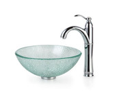 Mosaic Glass 14 Inch Vessel Sink and Riviera Faucet Chrome