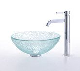 Mosaic Glass 14 Inch Vessel Sink and Ramus Faucet Chrome