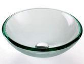 Clear 19mm Thick Glass Vessel Sink with PU-MR Gold
