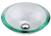 Clear 34mm edge Glass Vessel Sink with PU-MR Satin Nickel