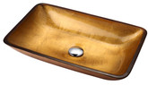 Golden Pearl Rectangular Glass Vessel Sink with PU Oil Rubbed Bronze