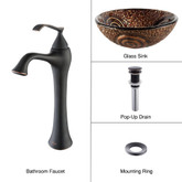 Luna Glass Vessel Sink and Ventus Faucet Oil Rubbed Bronze