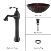 Callisto Glass Vessel Sink and Ventus Faucet Oil Rubbed Bronze