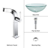 Clear Glass Vessel Sink and Typhon Faucet Chrome