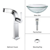 Clear 19mm Thick Glass Vessel Sink and Typhon Faucet Chrome
