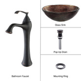 Copper Illusion Glass Vessel Sink and Ventus Faucet Oil Rubbed Bronze