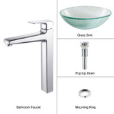 Mosaic Glass Vessel Sink and Virtus Faucet Chrome