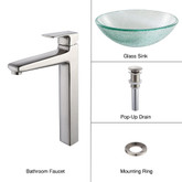 Mosaic Glass Vessel Sink and Virtus Faucet Brushed Nickel