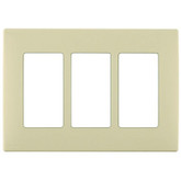 3-Gang Screwless Snap-On Wallplate for 3 Devices, in Wispering Wheat