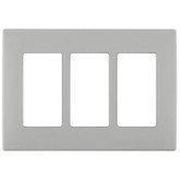 3-Gang Screwless Snap-On Wallplate for 3 Devices, in Pebble Gray