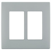 2-Gang Screwless Snap-On Wallplate for Two Devices, in Pebble Gray
