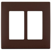 2-Gang Screwless Snap-On Wallplate for Two Devices, in Walnut Bark
