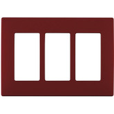 3-Gang Screwless Snap-On Wallplate for 3 Devices, in Deep Garnet