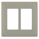 2-Gang Screwless Snap-On Wallplate for Two Devices, in Wood Smoke