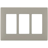 3-Gang Screwless Snap-On Wallplate for 3 Devices, in Wood Smoke