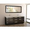 Moscony 84 Inches Vanity in Espresso with Quartz Vanity Top in White and Mirror (Faucet not included)