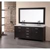 London 72 Inches Vanity in Espresso with Marble Vanity Top in Carrara White and Mirror (Faucet not included)