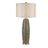Patina Silver Table Lamp -  Off White Linen Shade
