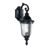 Black with Seeded Glass Wall Lantern