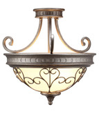 3 Light Semi Flushmount Ceiling Light 17.5 Inch - Antique Pewter with  Frosted White Glass Shade