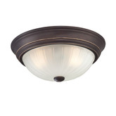 Monroe 2 Light Palladian Bronze Incandescent Flush Mount with an Etched Melon Shade