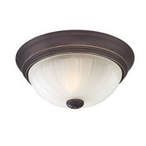 Monroe 1 Light Palladian Bronze Incandescent Flush Mount with an Etched Melon Shade
