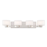 Monroe 4 Light Brushed Nickel Halogen Vanity with an Opal Etched Shade