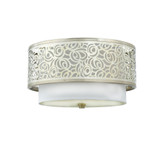 Monroe 2 Light Brushed Nickel Incandescent Flush Mount with a White Silk Shade