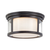 Monroe 2 Light Palladian Bronze Incandescent Flush Mount with an Opal Etched Shade