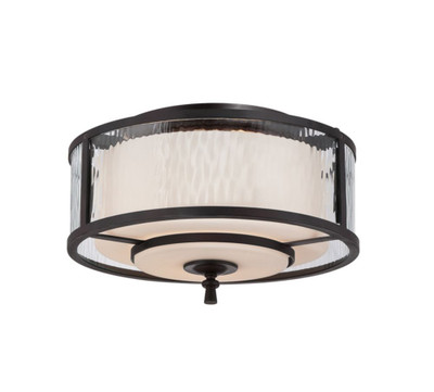 Monroe 2 Light Dark Cherry Incandescent Flush Mount with an Opal Etched Shade