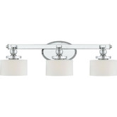 Monroe 3 Light Polished Chrome Halogen Vanity with an Opal Etched Shade