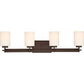 Monroe 4 Light Western Bronze Incandescent Vanity with an Opal Etched Shade