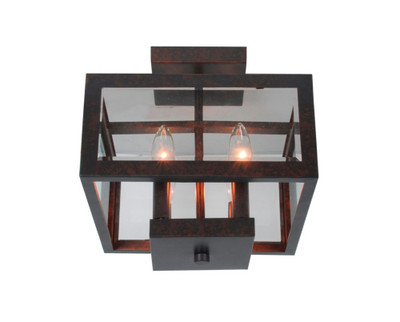 4-Light Oil Rubbed Bronze Tallarook Panel Glass Semi-Flush Mount