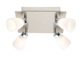 Cariba LED Ceiling Light 4L, Matte Nickel & Chrome Finish with Opal Frosted Glass