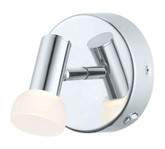 Glossy LED Wall Light 1L, Chrome Finish with Frosted Glass